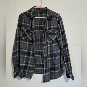 Gray Plaid Button-Up Shirt